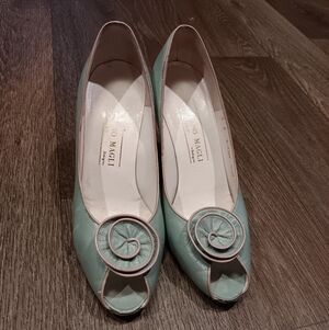 Vintage Bruno Magli Mint Green Peep-Toe Heels Sz 8 Made In Italy